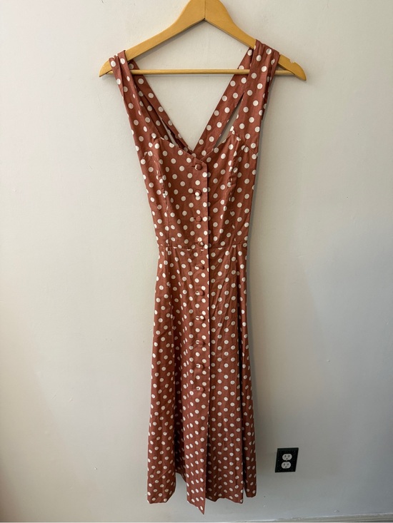 Laura Ashley Dresses & Skirts - vintage Laura Ashley Rust Polka Dot Midi Dress